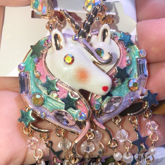 NWT Betsey Johnson Sparkly Rhinestone & Beaded Unicorn & Star Earrings 🦄 - Picture 10 of 12